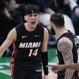 Tyler Herro (14), l'homme du match. KEYSTONE/AP/Charles Krupa